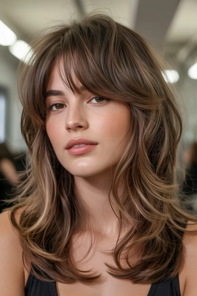 Textured Butterfly Cut with Wispy Bangs