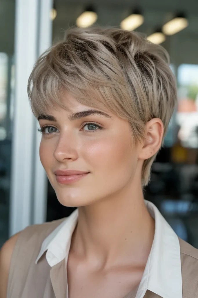 Textured Pixie Haircut for Round Faces