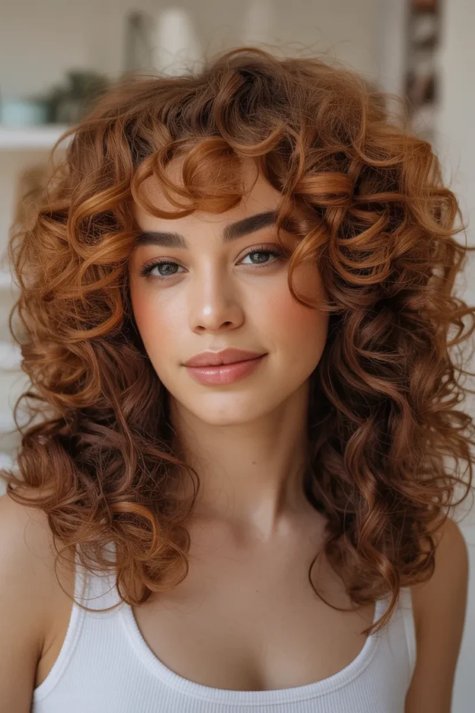 Toffee Brown Curly Hair Color