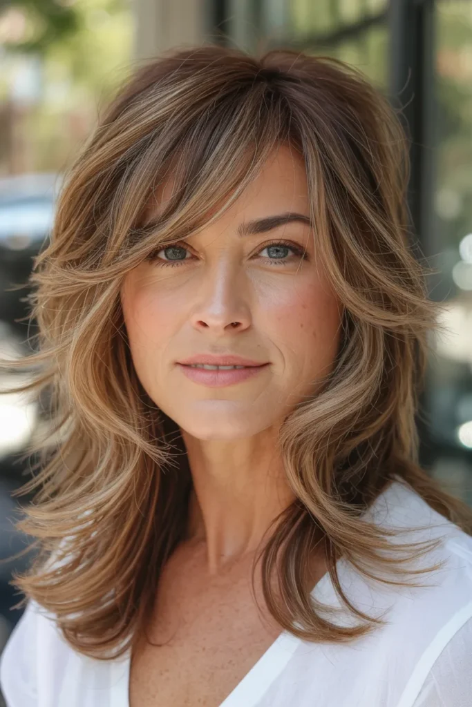 Tousled Long Layers with Side Bangs