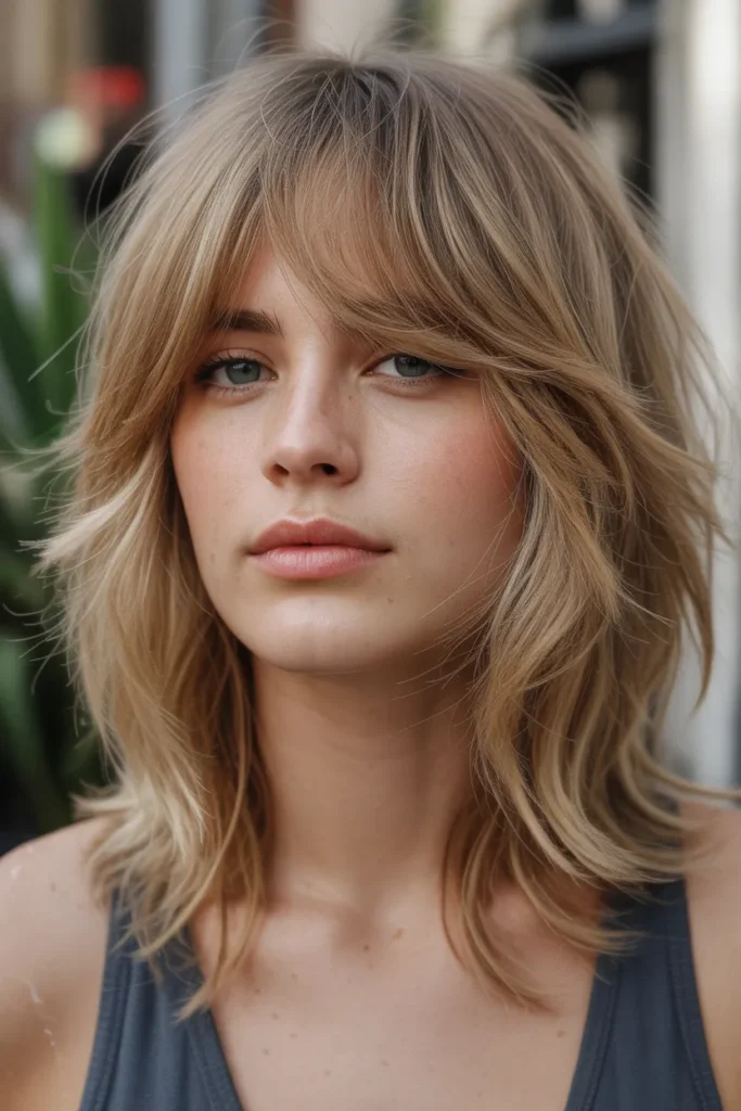 Tousled Medium Layers with Wispy Bangs