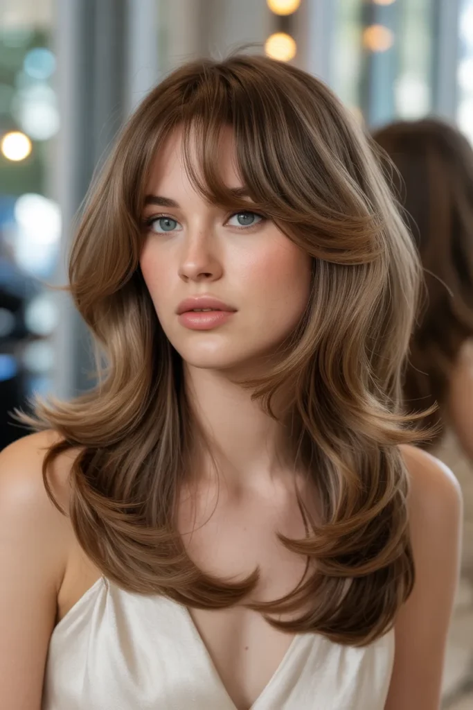 Voluminous Butterfly Cut with Soft Wispy Bangs