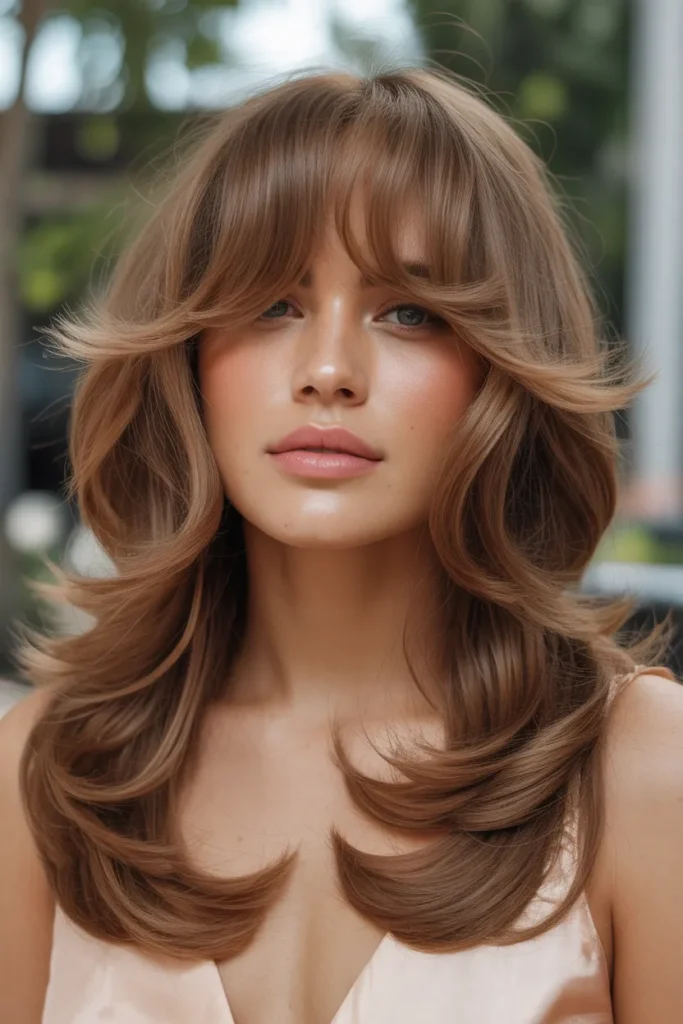 Voluminous Butterfly Haircut with Curtain Bangs
