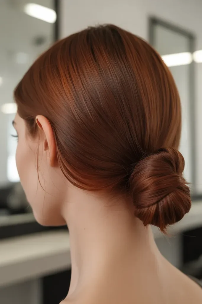 Auburn Sleek Low Bun