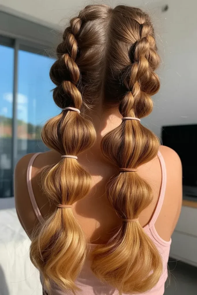 Bubble Dutch Pigtails