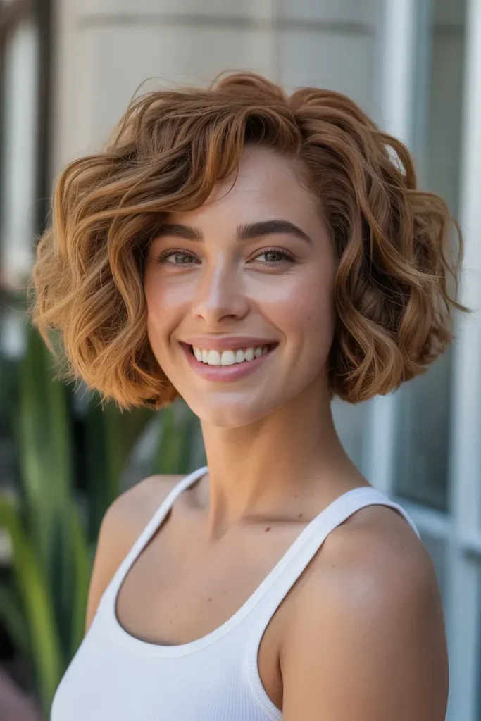 Curly Side Part Bob