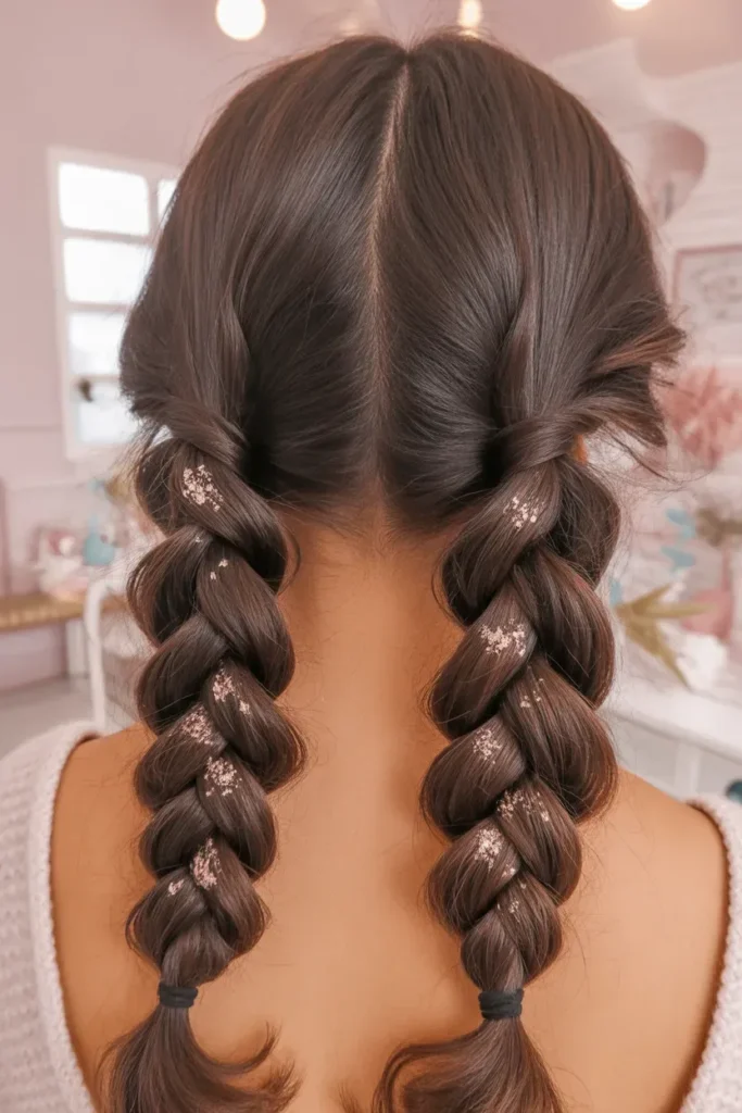 Glitter-Enhanced Pigtails