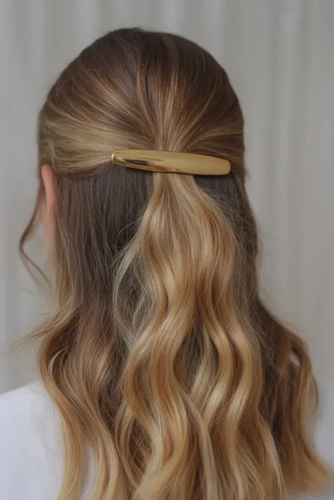 Gold Barrette Half-Up