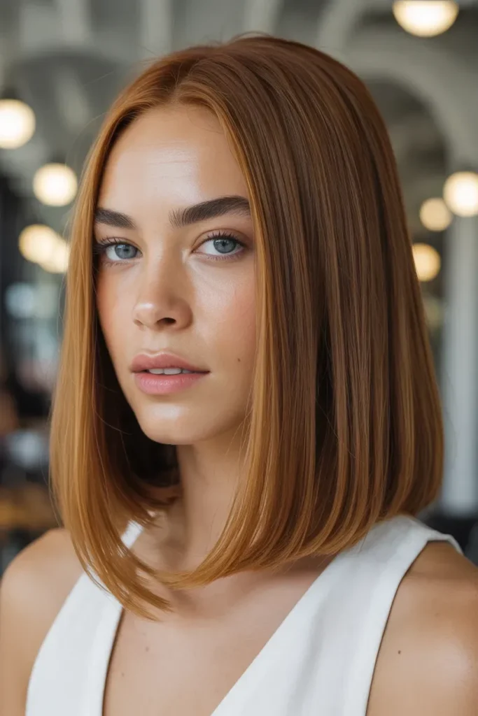 Golden Blonde Sleek Lob