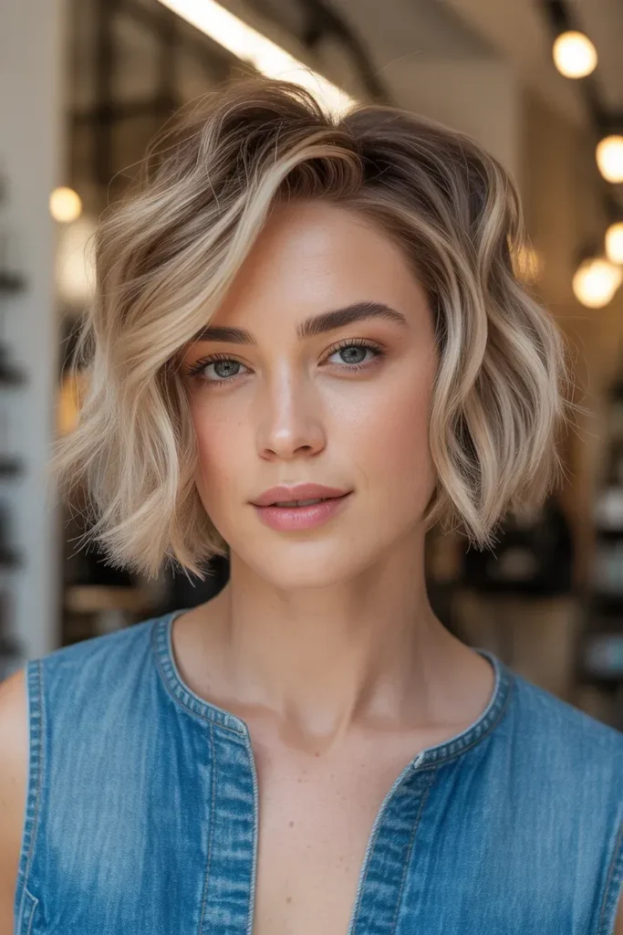 Golden Blonde Textured Bob
