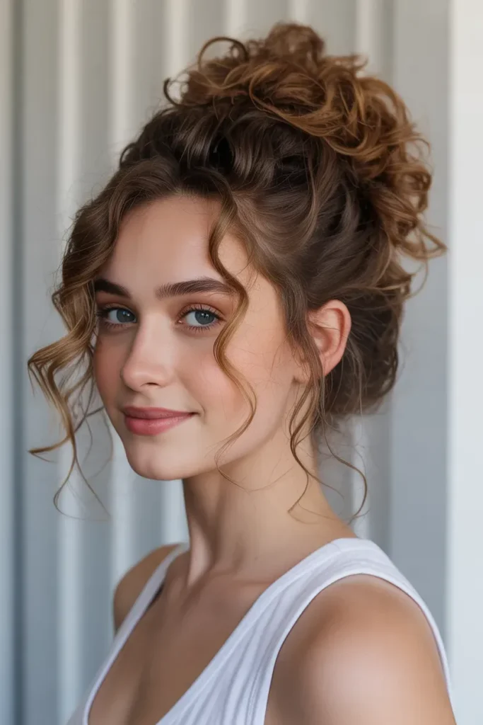 Half-Up Curly Bun