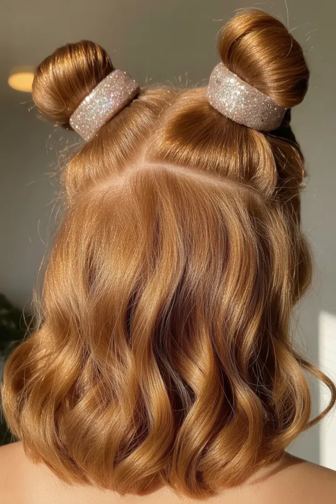 Half-Up Glitter Buns