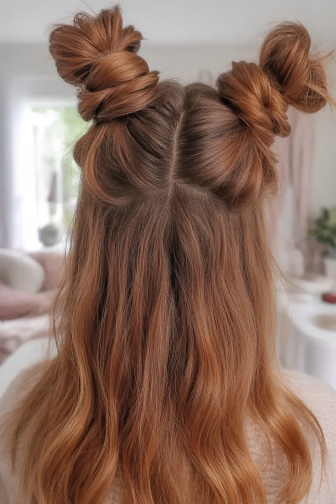 Twisted Half-Up Buns