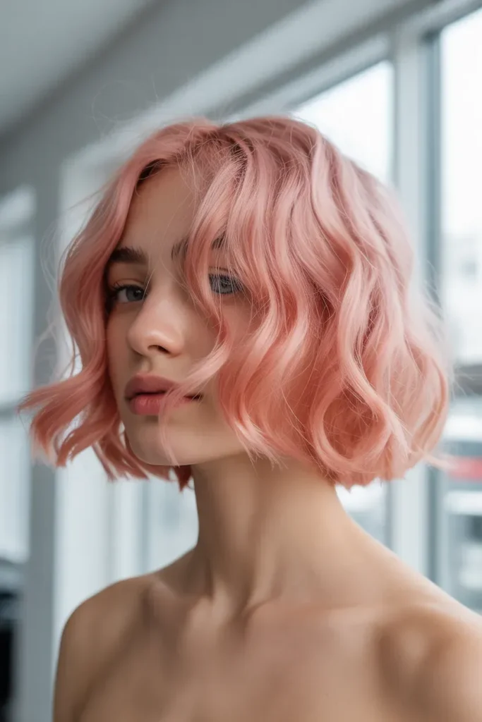 Pastel Pink Bob Waves