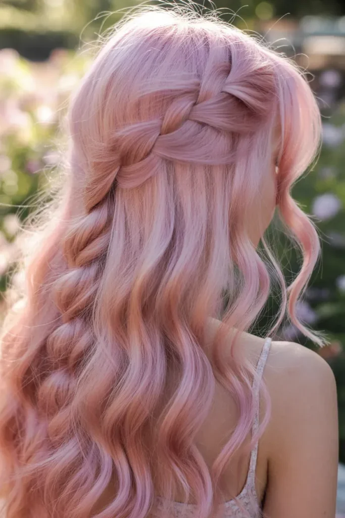 Pastel Pink Braided Waves