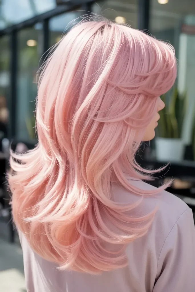 Pastel Pink Layered Waves