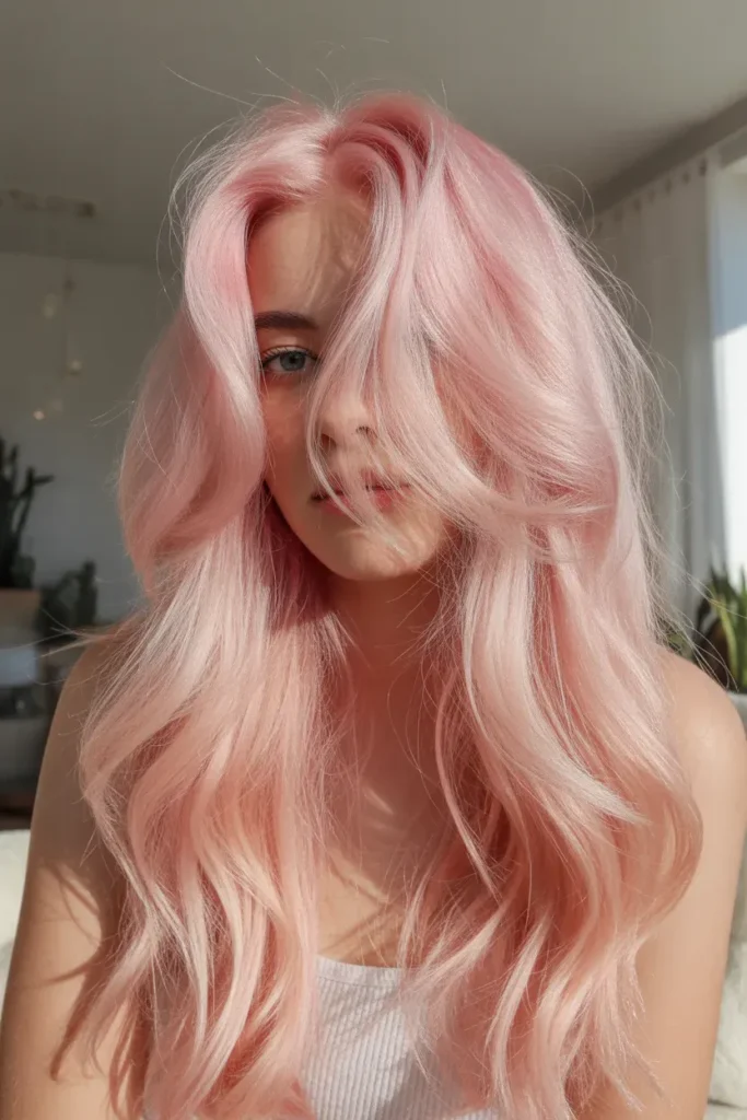 Pastel Pink Loose Waves