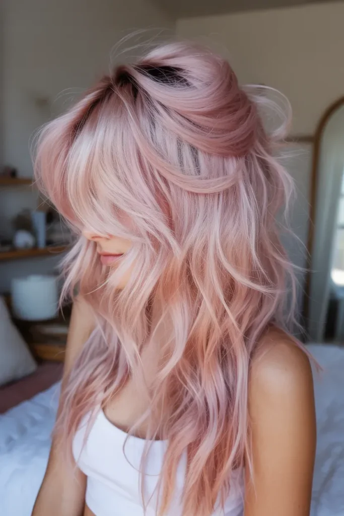 Pastel Pink Messy Waves