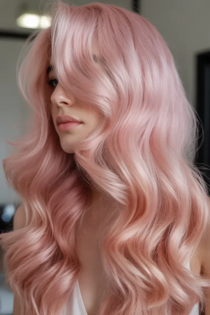 Pastel Pink Side-Swept Waves