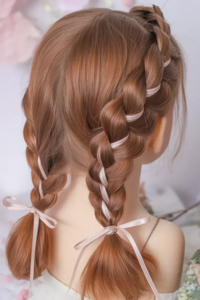 Ribbon Dutch Pigtails