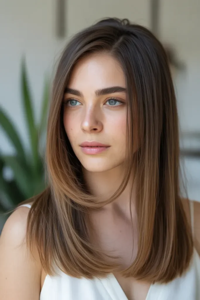 Side Swept Straight Hair
