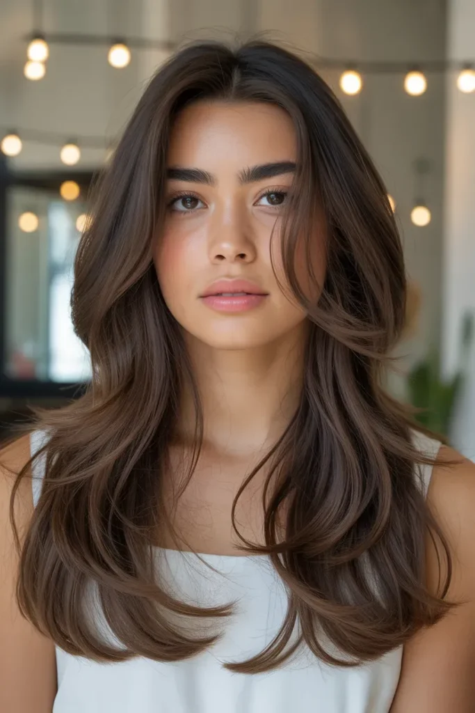 Brunette Feather Cut