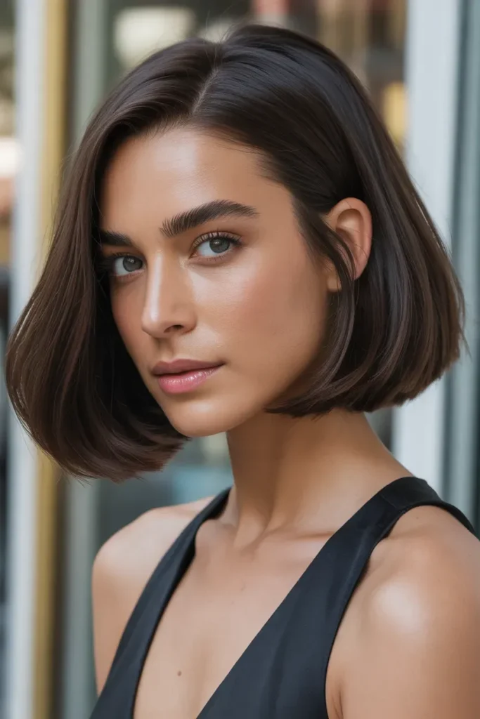 Glossy Brunette Bob