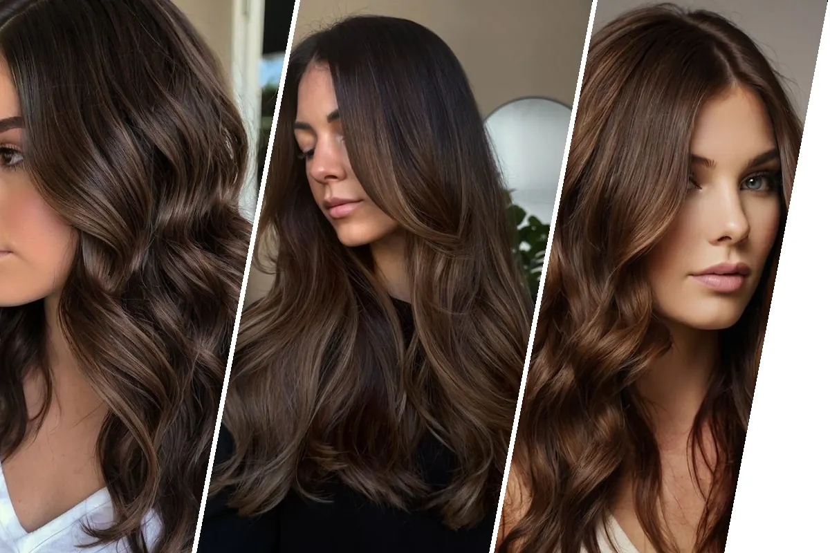 Brunette hair color, featured collage