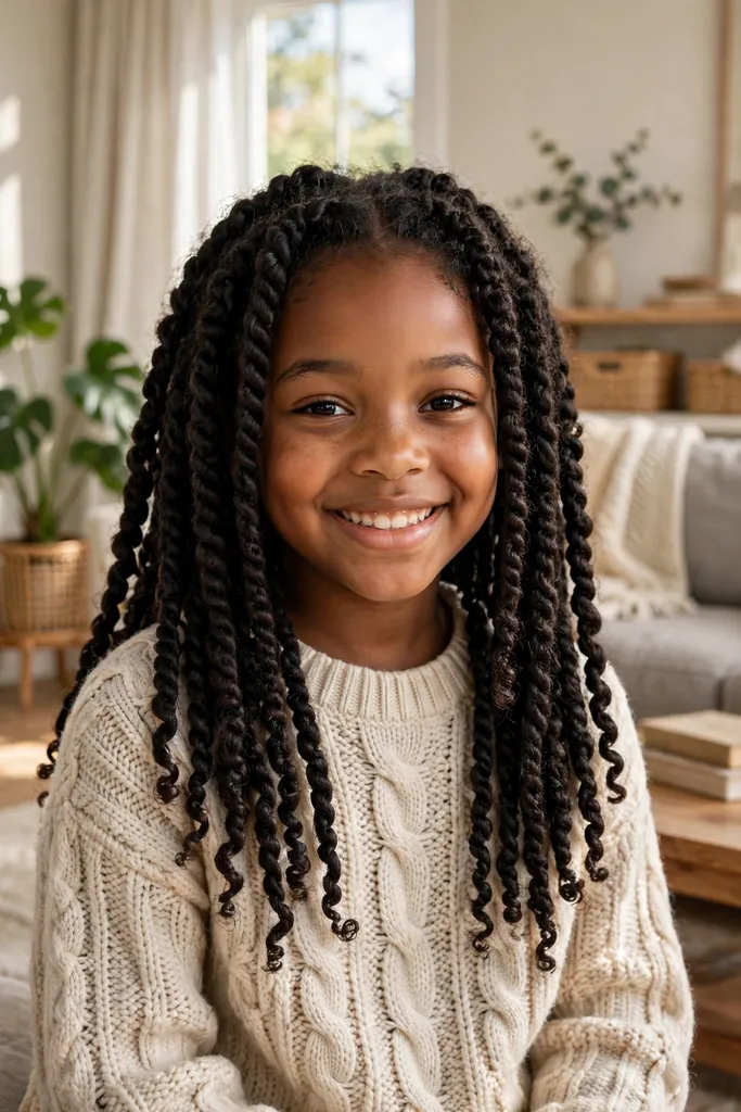 Chunky two-strand twists on a child — natural hairstyles for kids