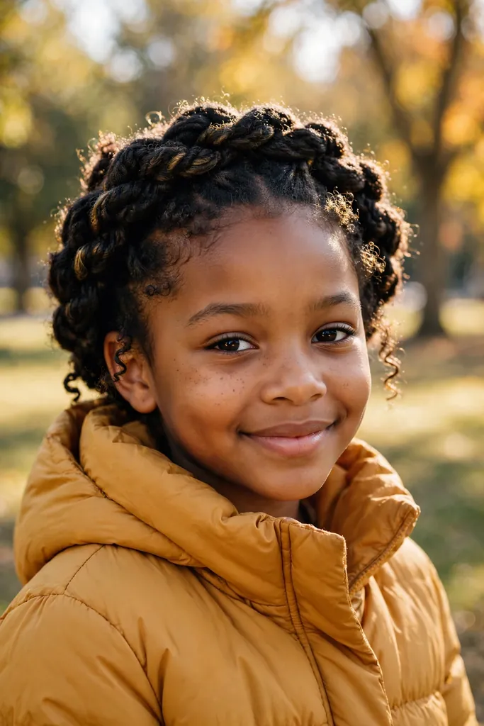 Twisted halo bun on a child — natural hairstyles for kids