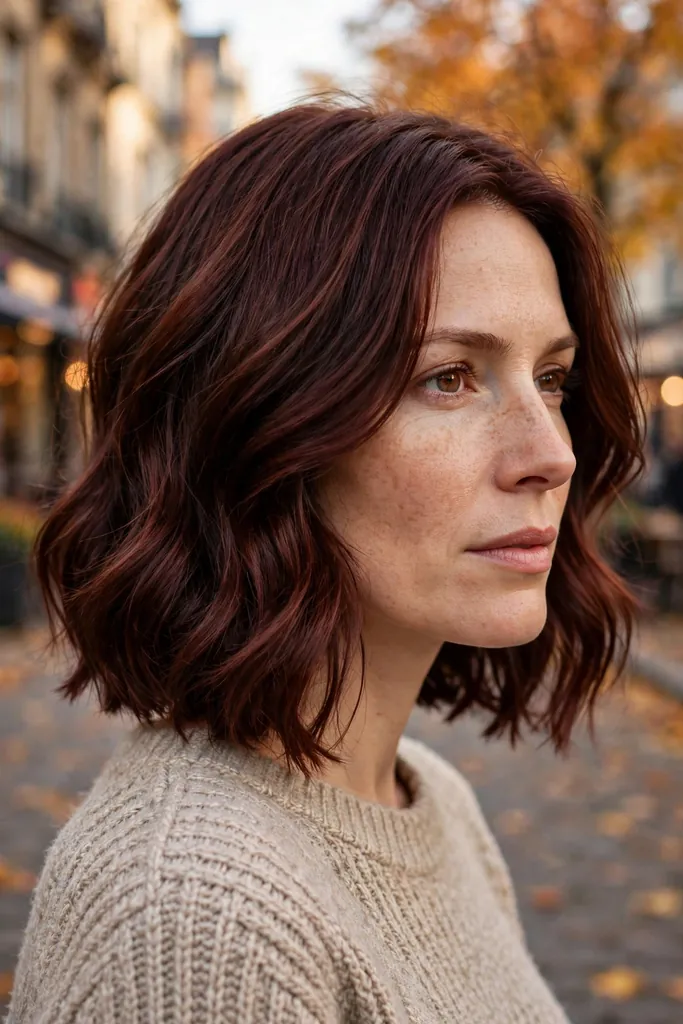 Deep mahogany dimensional brunette hair — dimensional brunette hair looks