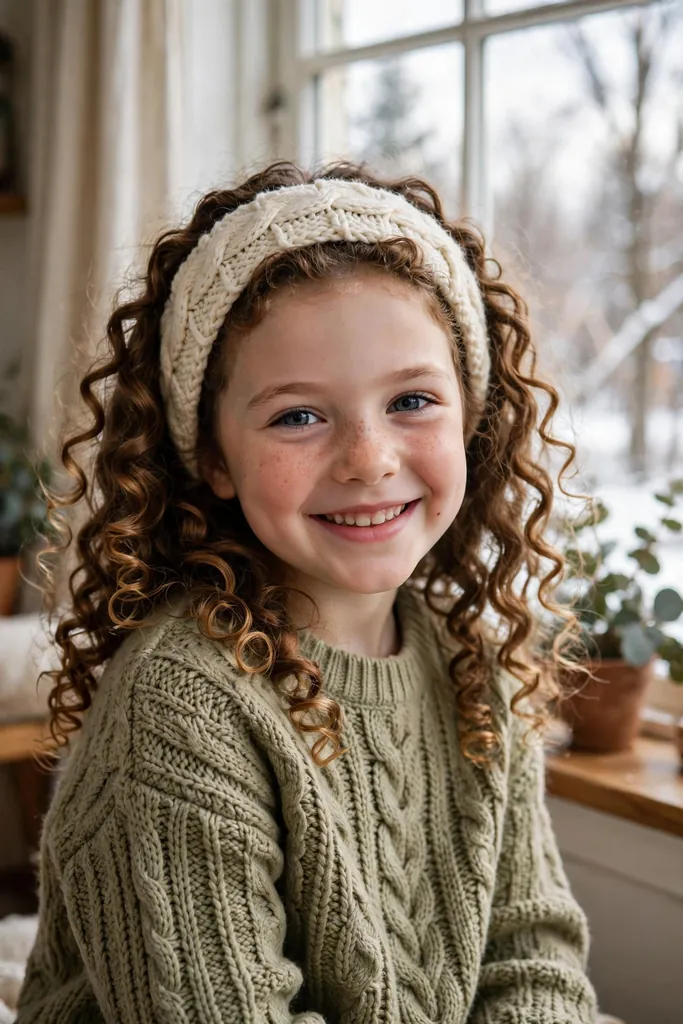 Wash-and-go curls with headband on a child — natural hairstyles for kids