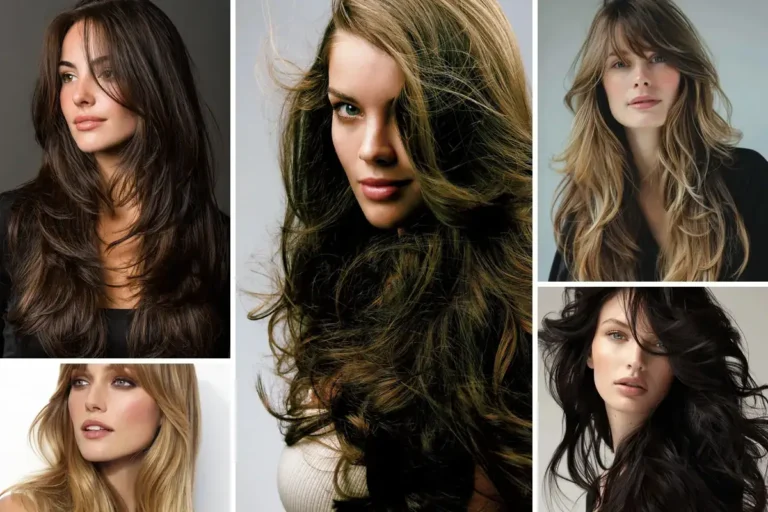 Long layered wavy hair, featured collage